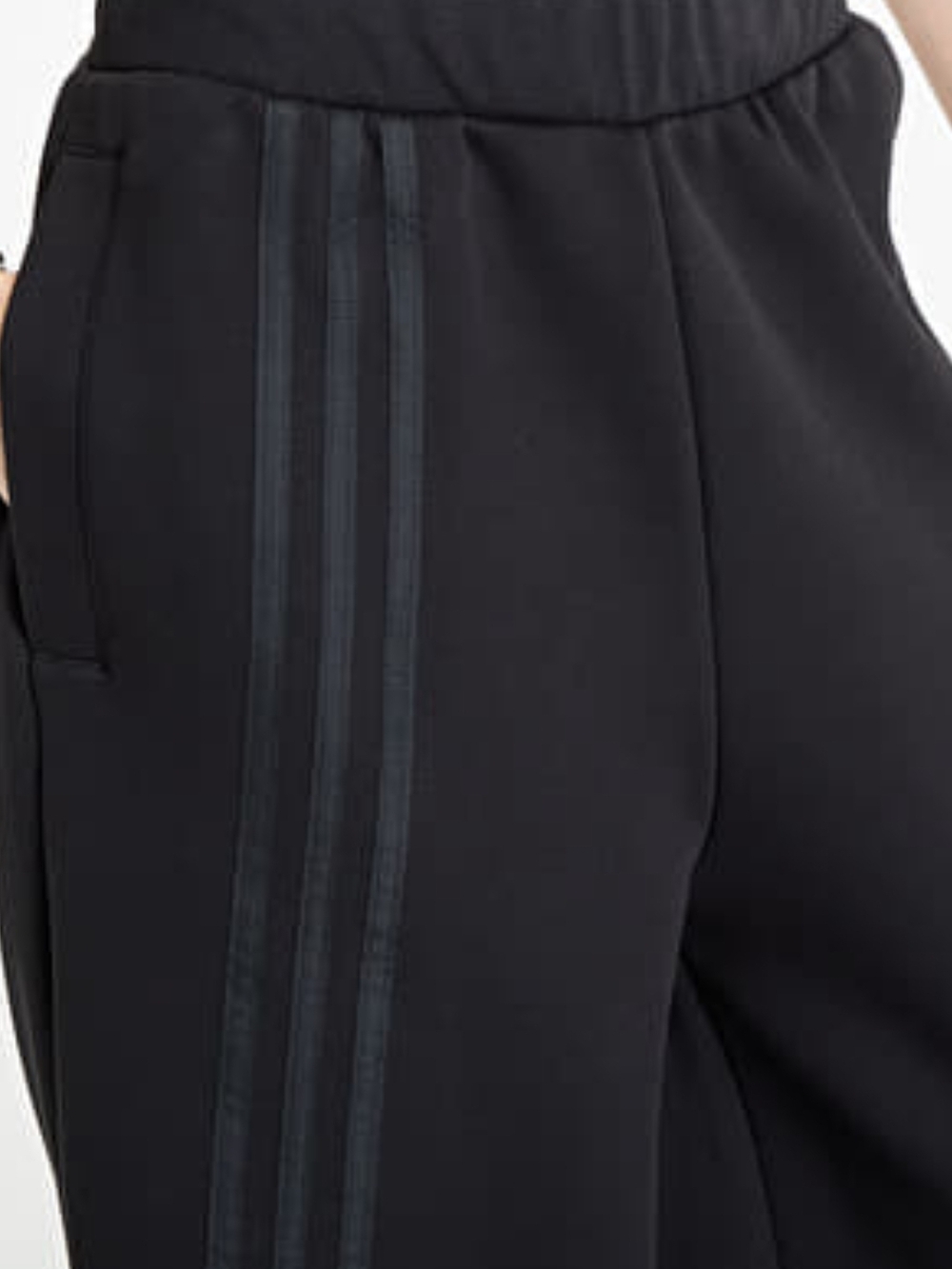 Adidas Off-Placed 3 Stripe Wide-Leg Black on Black Pants, New! Sz XS - Picture 2 of 14